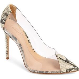 Schutz heels snakeskin croc pvc